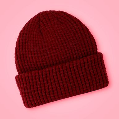 Gorro tejido miniso acanalado rojo oscuro -  Miniso