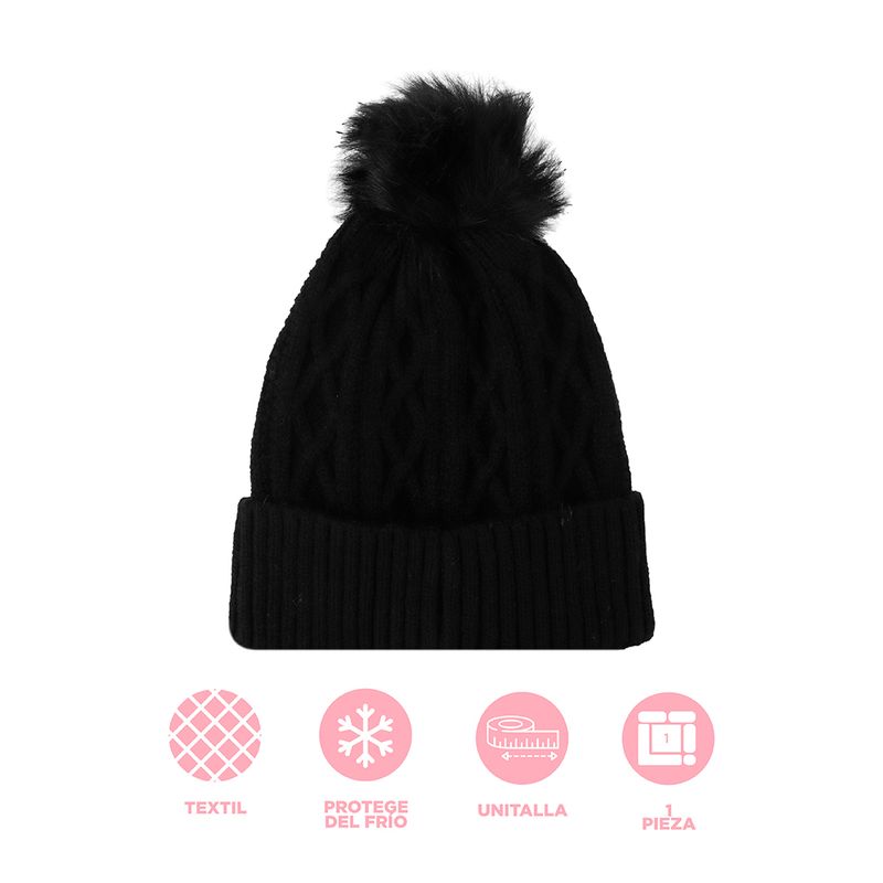 Gorro-tejido-miniso-trenzado-con-borla-de-peluche-negro-Miniso-3-29010