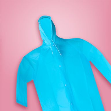 Impermeables chubasquero de color liso con bolso con cordón azul -  Miniso