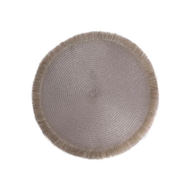 Mantel individual miniso redondo con flequillos beige -  Miniso