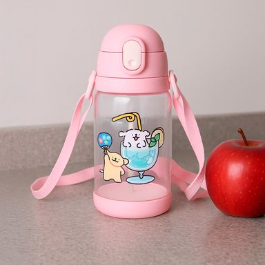 Tomatodo de plástico con correa para el hombro 520 ml rosa serie maltese -  Maltese