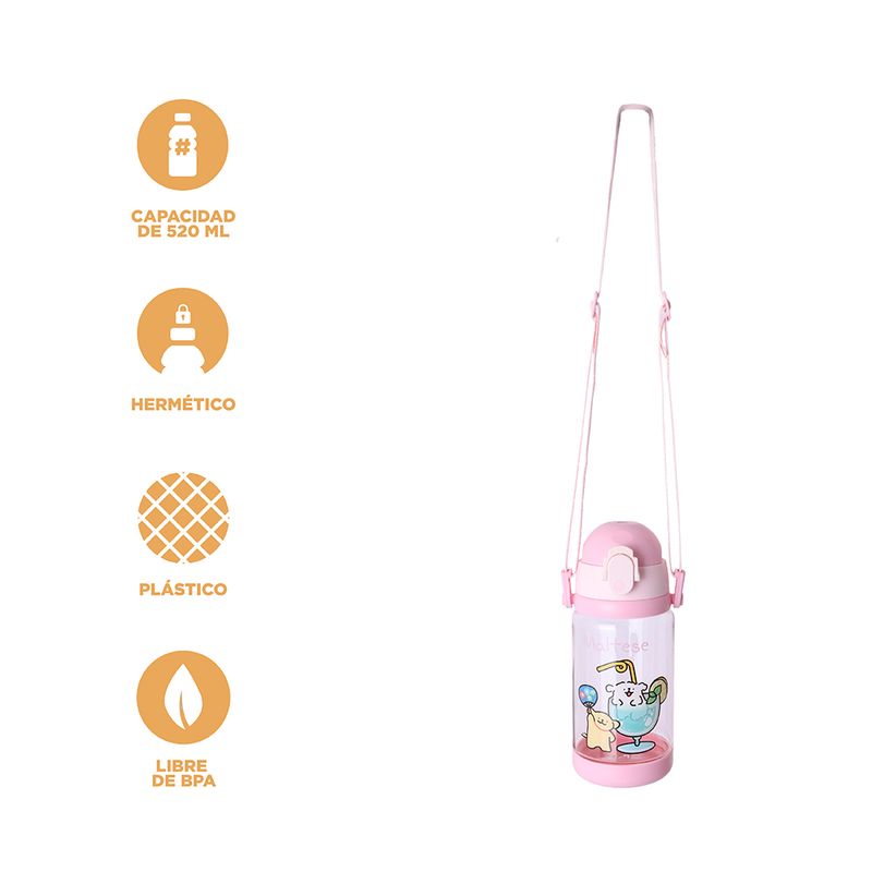Tomatodo-de-pl-stico-con-correa-para-el-hombro-520-ml-rosa-serie-maltese-Maltese-3-23502