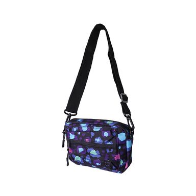 Bolso crossbody con bolso enfrente negro con print azul -  Miniso