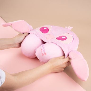 Almohada de viaje para el cuello con capucha rosa de stitch -  Lilo & Stitch