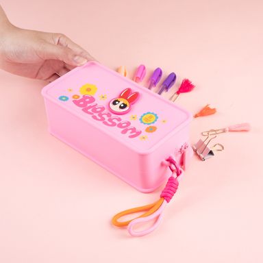 Cosmetiquera silicon cuadrada powerpuff girls rosa -  Las Chicas Superpoderosas