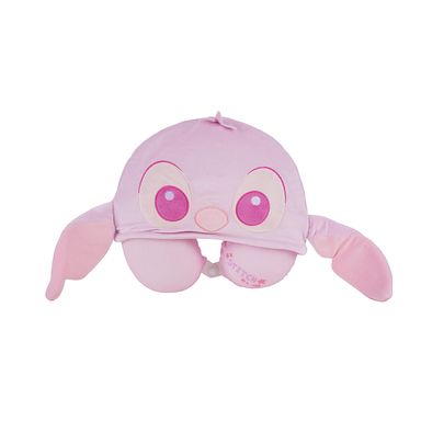 Almohada de viaje para el cuello con capucha rosa de stitch -  Lilo & Stitch