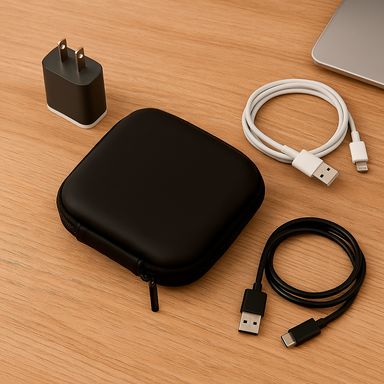 Organizador de viaje rectangular para accesorios digitales negro -  Miniso