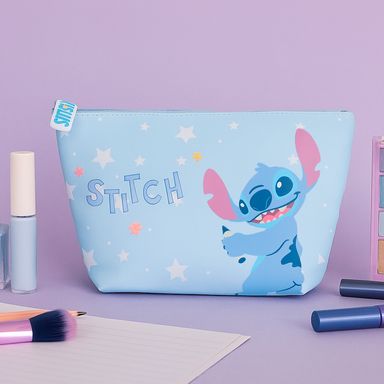 Cosmetiquera trapecio stitch azul claro con rosa -  Lilo & Stitch