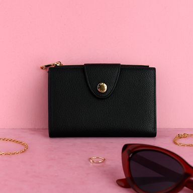 Cartera corta para mujer miniso textura granulada negro -  Miniso