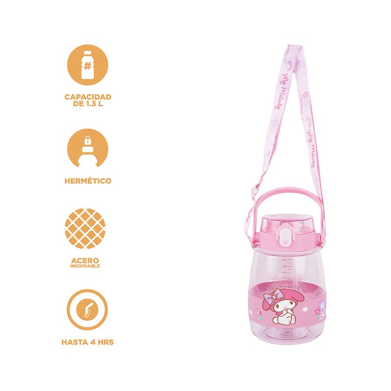Tomatodo-de-pl-stico-personajes-de-sanrio-con-correa-para-el-hombro-y-asa-1300-ml-my-melody-rosa-Sanrio-4-29199