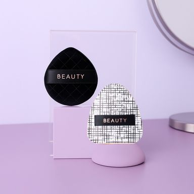 Puffs de maquillaje estilo chanel black golden professional series 2 piezas -  Miniso