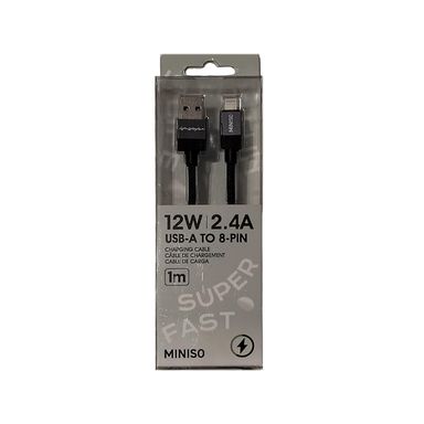 Cable de carga rápida 8 pin life is for fun negro -  Miniso