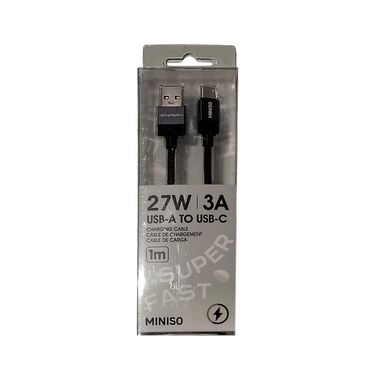 Cable de carga rápida tipo c life is for fun negro -  Miniso