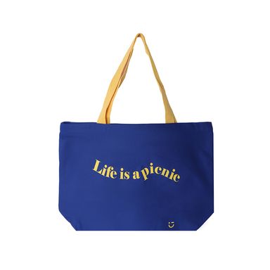 Bolsa de compras de tela life is a picnic azul -  Miniso