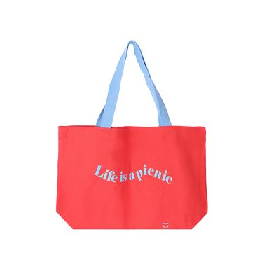 Bolsa de compras de tela life is a picnic rojo -  Miniso