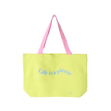 Bolsa de compras de tela life is a picnic amarillo -  Miniso