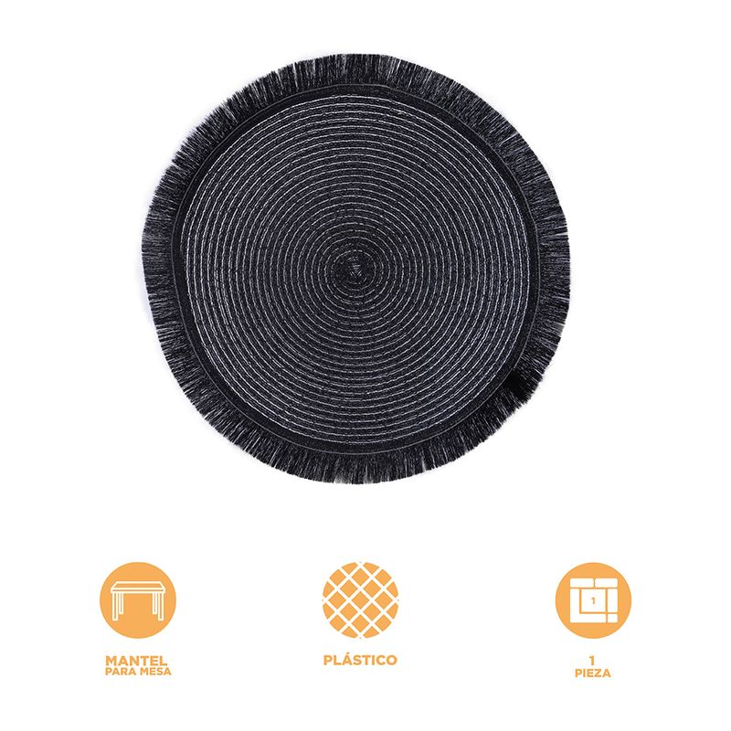 Mantel-individual-miniso-redondo-con-flequillos-negro-Miniso-3-29060