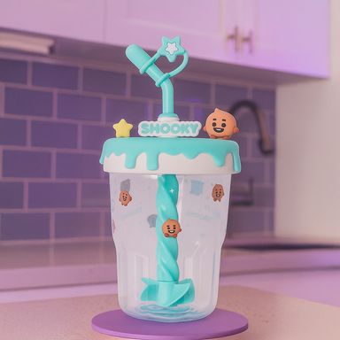 Tomatodo de plástico con sorbete para mezclar bt21 baby collection de 560 ml shooky -  BT21 Baby