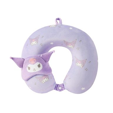 Almohada de viaje de espuma viscoelástica con personajes de sanrio y antifaz para dormir kuromi -  Sanrio