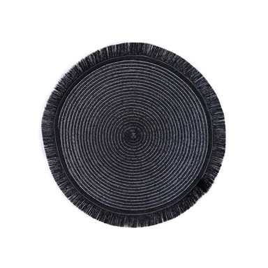 Mantel individual miniso redondo con flequillos negro -  Miniso