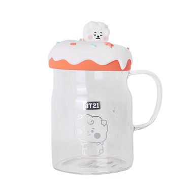 Taza de vidrio con tapa y decoración de bt21 baby rj -  BT21 Baby
