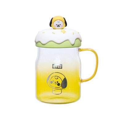 Taza de vidrio con tapa y decoración de bt21 baby chimmy -  BT21 Baby