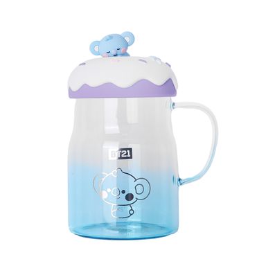Taza de vidrio con tapa y decoración de bt21 baby koya -  BT21 Baby