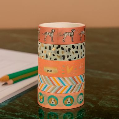Cinta adhesiva de cachorros 5 rollos pdq serie miniso -  Miniso