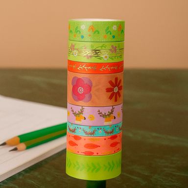 Set de cintas de estampado dorado de animales 8 rollos ciervo pdq serie miniso -  Miniso