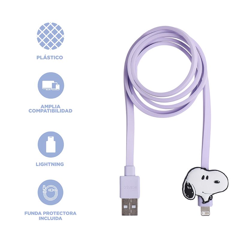 Cable-de-carga-8-pin-snoopy-colorfun-vintage-con-bolsa-Snoopy-Colorful-Vintage-3-27870