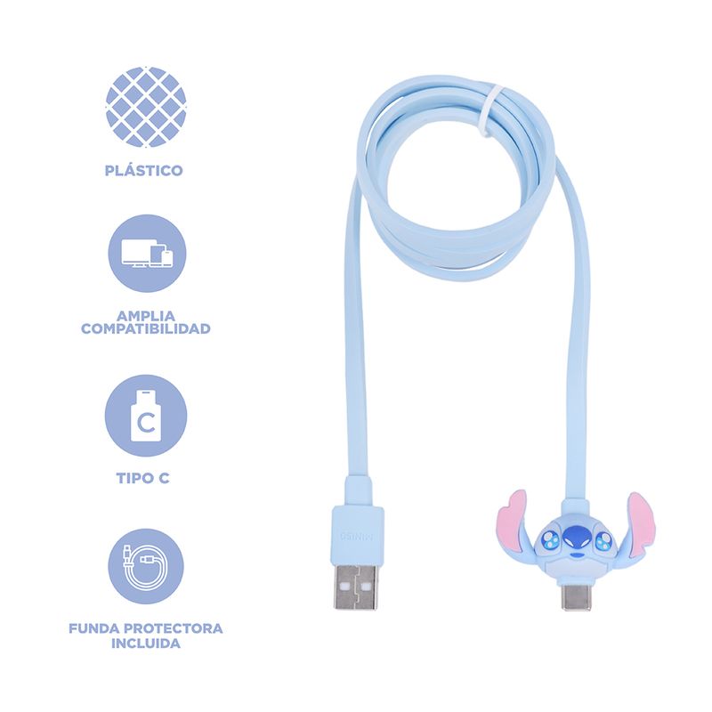 Cable-de-carga-tipo-c-disney-stitch-dinner-party-con-bolsa-Stitch-Dinner-Party-3-27923
