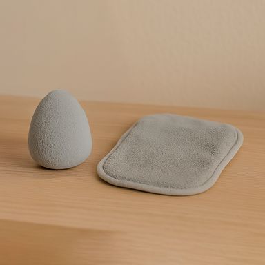 Set de paño y esponja limpiadora facial serie silvery gray  -  Silver Gray