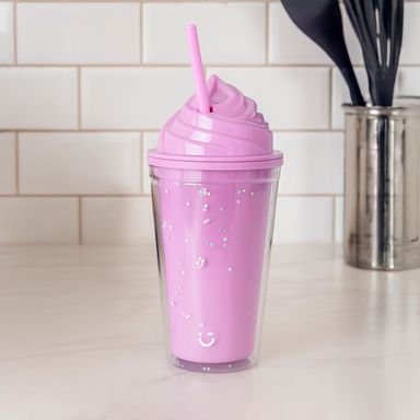 Tomatodo de plástico de color solido con sorbete de 480 ml purpura -  Miniso
