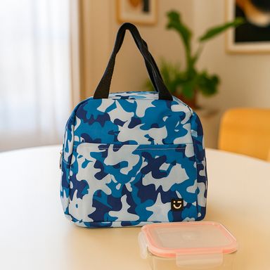 Lonchera estampada camuflage azul con blanco -  Miniso
