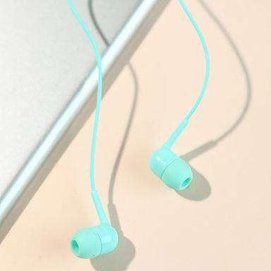 Audífono de cable con estuche en forma de cápsula verde colorful -  Miniso