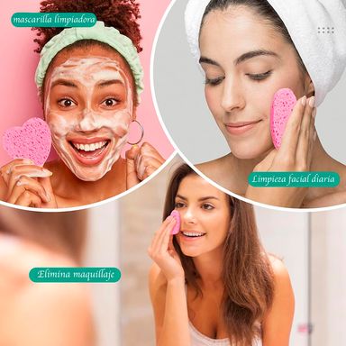 Puffs limpiadores faciales forma de corazón 5 uds -  Miniso
