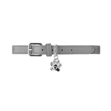 Collar reflectante gris grande como colgante con dije de huella para mascota -  Silver Gray
