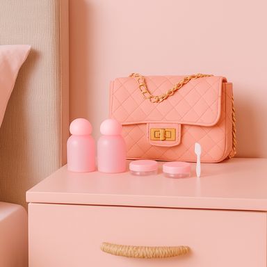 Mini juego de botellas de viaje portátiles rosas 5 piezas serie miniso -  Miniso