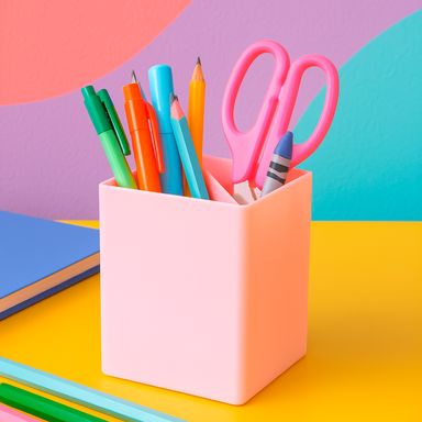 Organizador de plástico portalápices con 3 compartimentos rosa -  Miniso