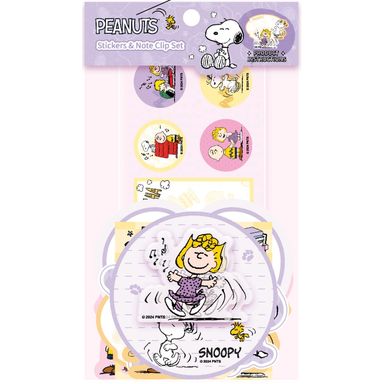 Set de clips y stickers morado serie snoopy -  Snoopy