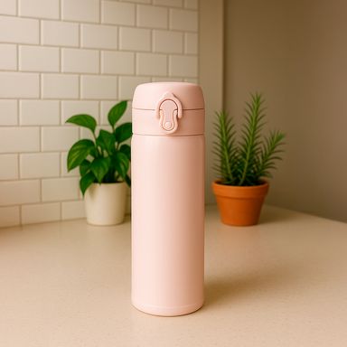Termo botella aislante con tapa abatible classic series 450 ml blanca -  Miniso
