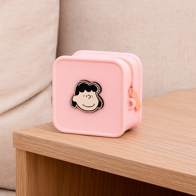 Monedero cuadrado silicon rosa -  Snoopy