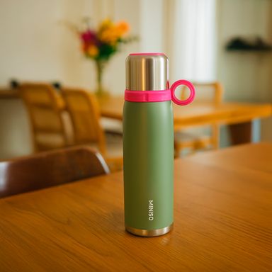 Tomatodo de doble pared de color sólido 3.0 de 600 ml verde oliva -  Miniso