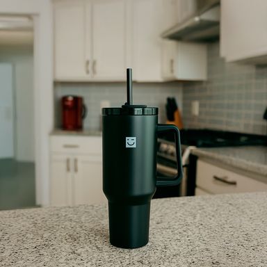 Tomatodo de acero de doble pared con asa y sorbete de la serie dopamine 1200 ml (negra) -  Miniso