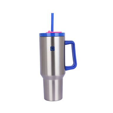 Tomatodo de acero de doble pared con asa y sorbete de la serie dopamine de 1200 ml (azul oscuro) -  Miniso