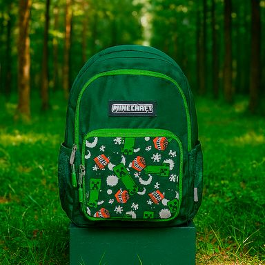 Mochila escolar minecraft verde con bolso estampado -  Minecraft