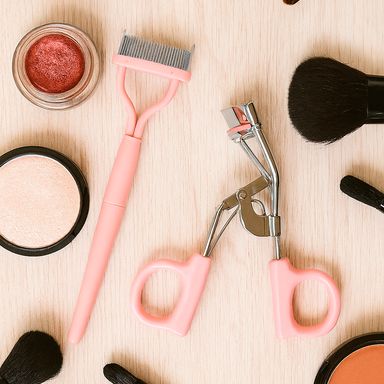 Rizador de pestañas y peine para pestañas peach pink series -  Miniso