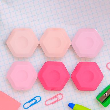 Borrador hexagonal rose pink pack de 6 serie rose pink -  Miniso