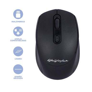 Mouse inalámbrico silencioso recargable life is for fun mod lw13mc negro -  Miniso