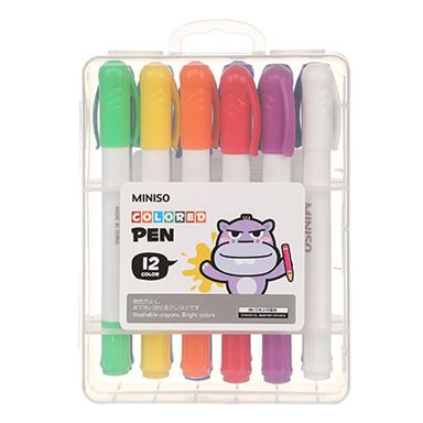 Paquete de crayones lavables con estuche (transparente) 1.1*4*14cm 12 colores -  Miniso